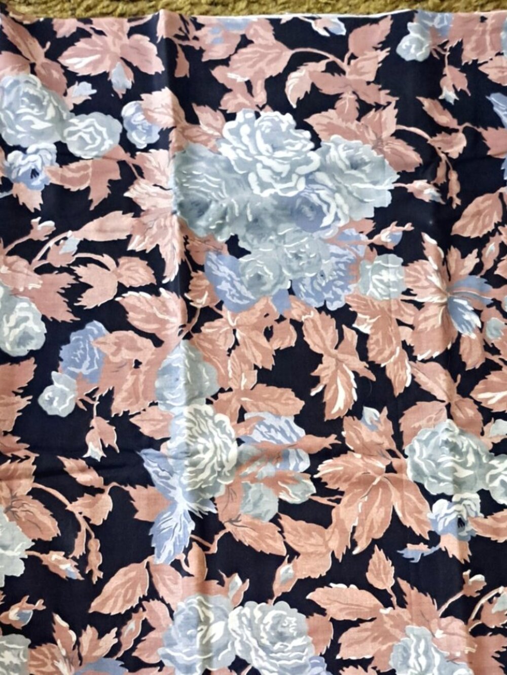 Grey & Tan Floral Polished Cotton Quilting Cotton Fabric 2 3/4 yds x 45" wide